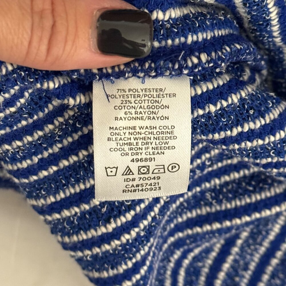 Lou & Grey NEW Cobalt Blue White Striped Tunic Top Cover Up Sweater Size Small - Picture 7 of 9